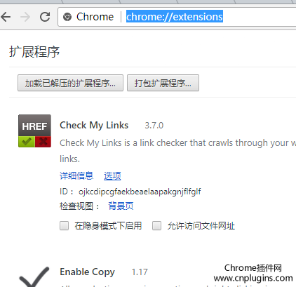 chrome擴展程序管理頁面