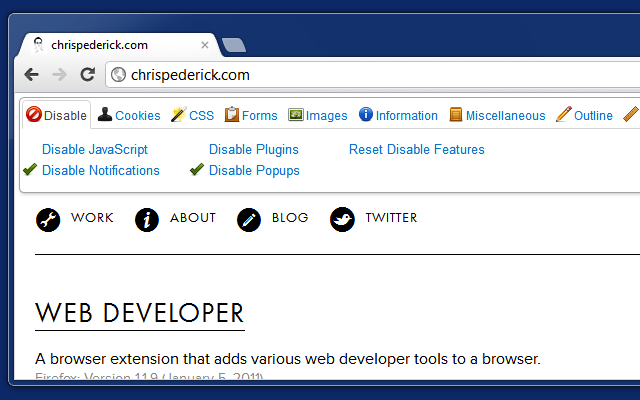 webdeveloper使用方法disable