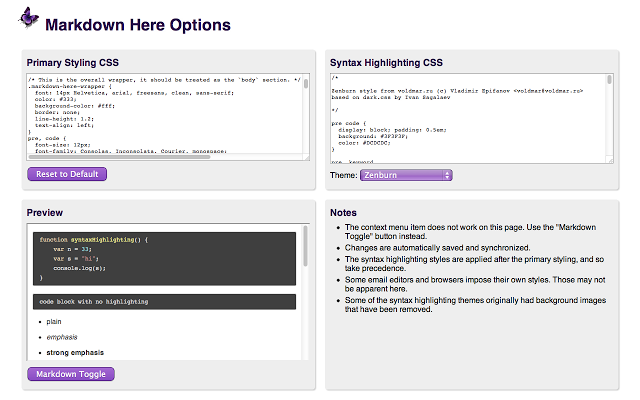 设置markdown here options