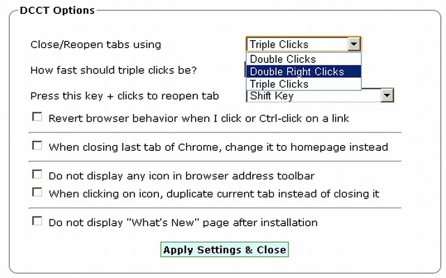Double Click Closes Tab：双击关闭标签页插件图片