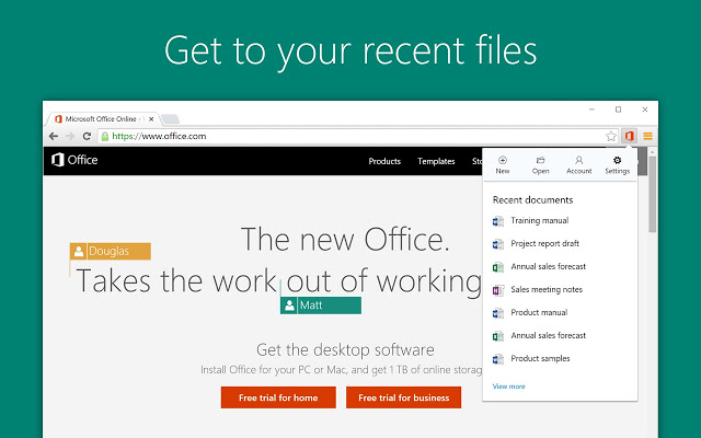 Office Online - 在浏览器中查看、编辑和创建 Office 文件 Chrome插件图片