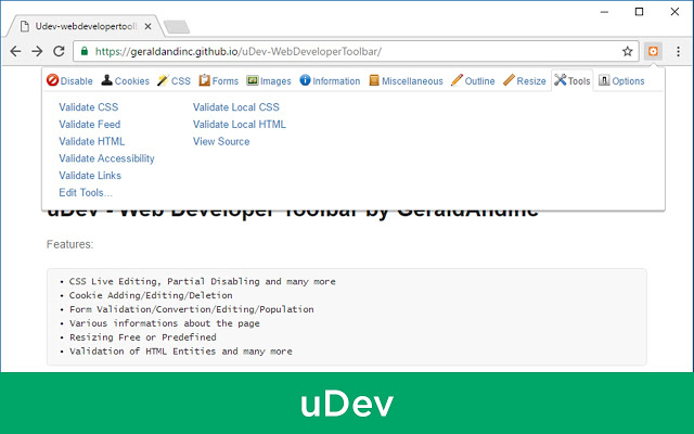 uDev - Web Developer Toolbar插件图片