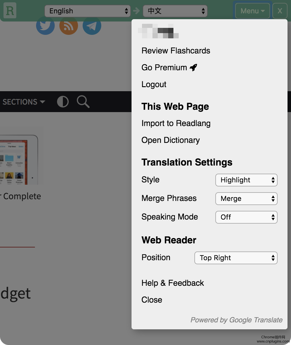 Readlang Web Reader网页翻译