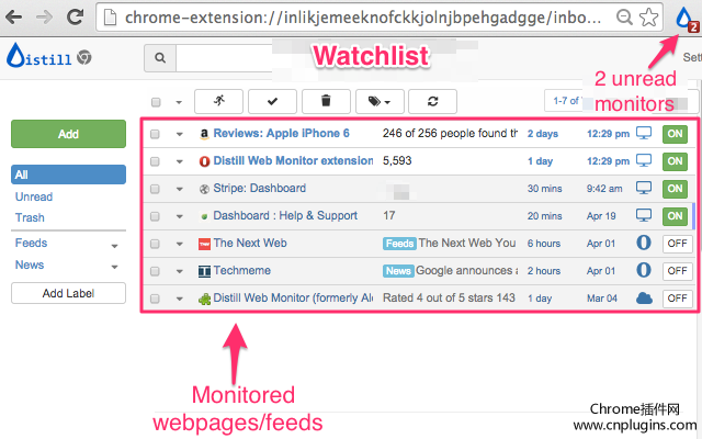 Distill Web Monitor插件安装使用