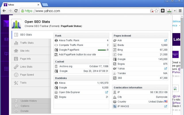 Open SEO Stats(Formerly: PageRank Status) Chrome插件图片