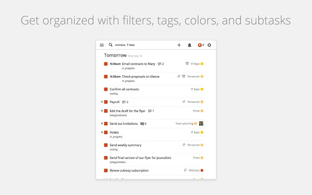 Todoist: 待办事项列表及任务管理器 Chrome插件图片