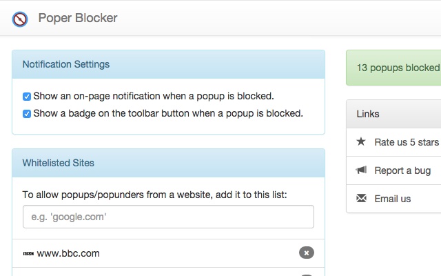 Poper Blocker：屏蔽弹窗式广告 Chrome插件图片