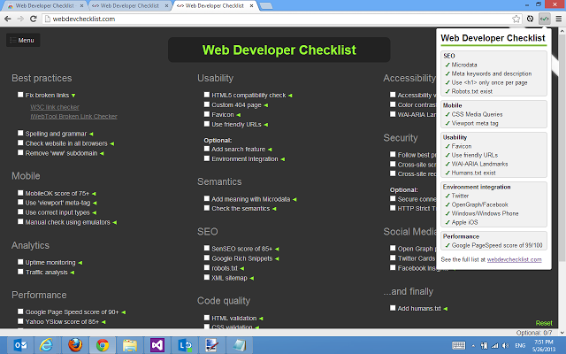 Web Developer Checklist Chrome插件图片