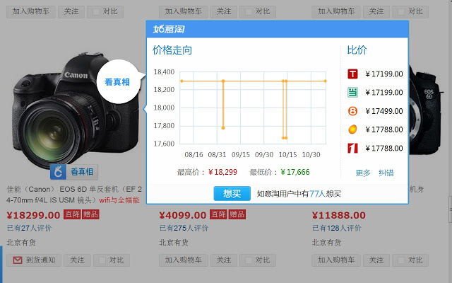 如意淘:同款比价,价格曲线,降价提醒 Chrome插件图片