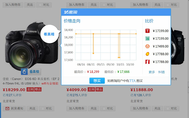 如意淘：同款比价，价格曲线，降价提醒 Chrome插件图片