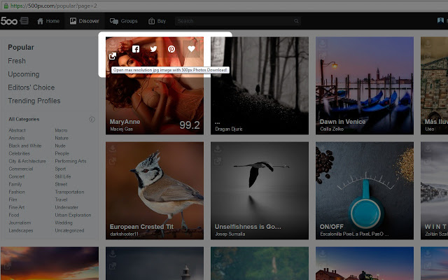 500px Photos Download：500px图片下载 Chrome插件图片