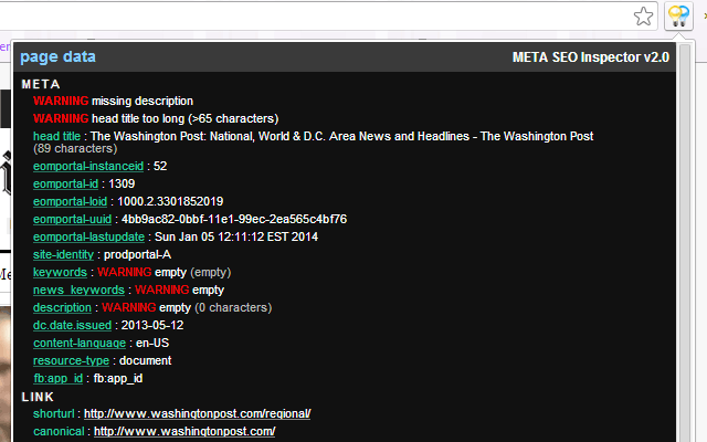 META SEO inspector - 不错的seo插件 Chrome插件图片
