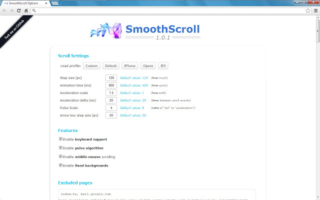 SmoothScroll - 鼠标键盘平滑滚动插件 Chrome插件图片