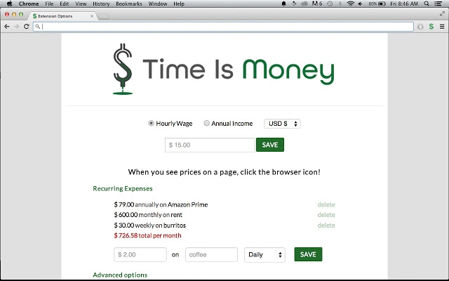Time Is Money Chrome插件图片
