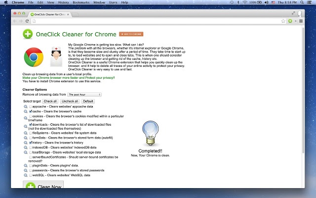 OneClick Cleaner for Chrome插件图片