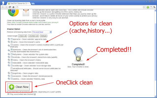 OneClick Cleaner for Chrome插件图片