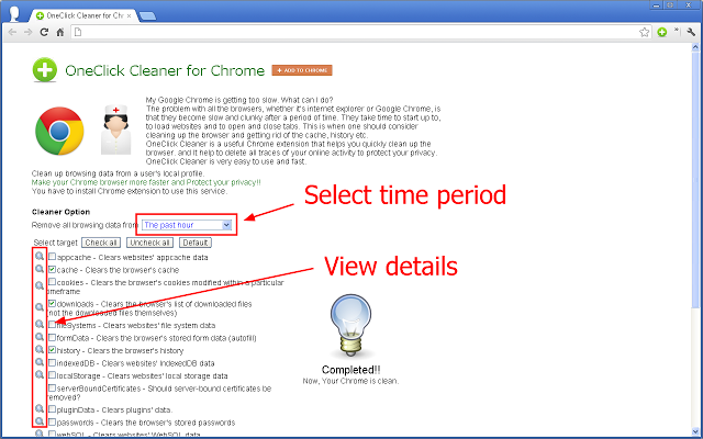 OneClick Cleaner for Chrome插件图片