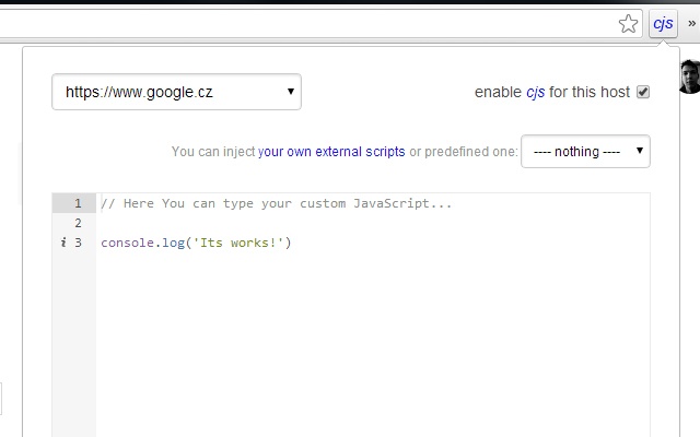 Custom JavaScript for websites Chrome插件图片