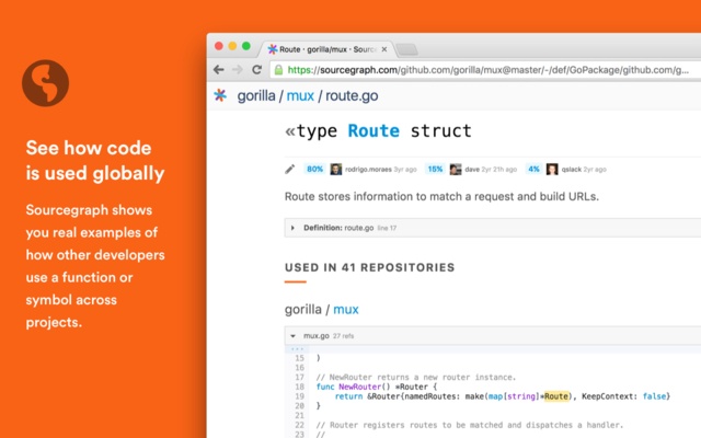 Sourcegraph Chrome extension for GitHub：GitHub源代码浏览插件图片