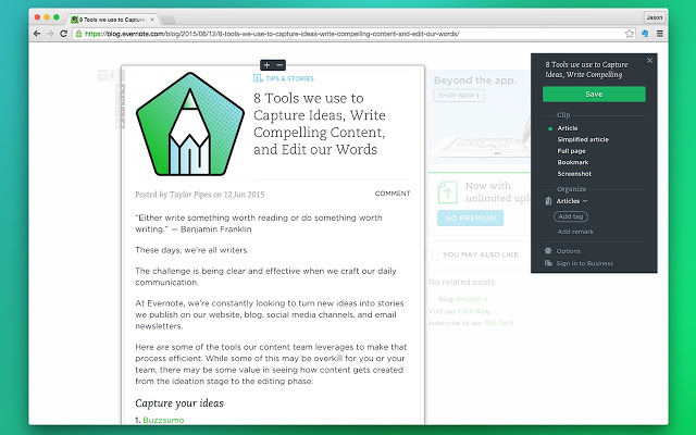 Evernote Web Clipper - 印象笔记剪藏浏览器插件 Chrome插件图片