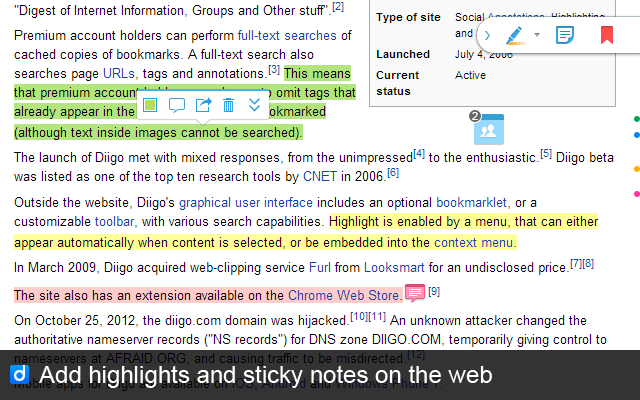 Diigo Web Collector：网页笔记插件可以做书签，注释，截图等 Chrome插件图片