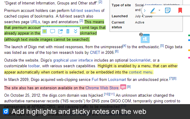 Diigo Web Collector：网页笔记插件可以做书签，注释，截图等插件图片