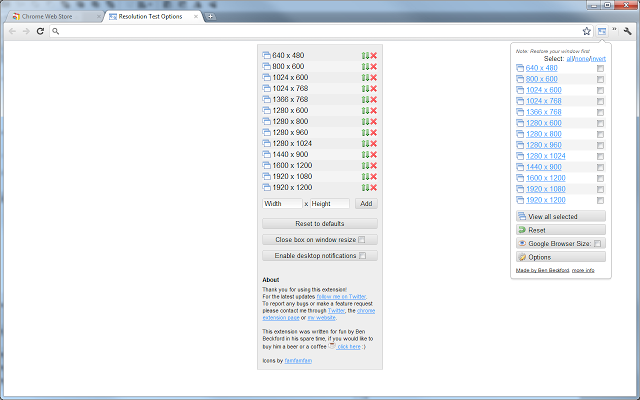 Resolution Test - 分辨率测试插件 Chrome插件图片