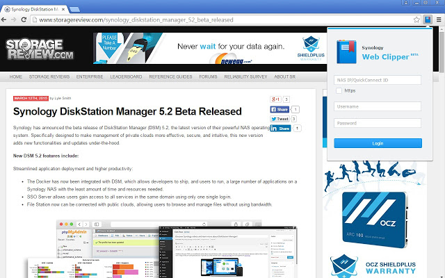Synology Web Clipper Chrome插件图片