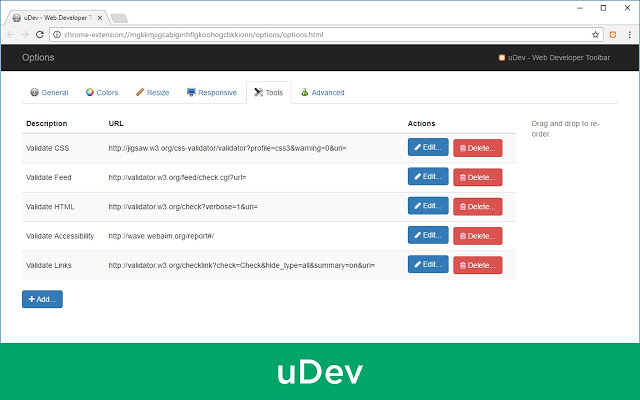 uDev - Web Developer Toolbar Chrome插件图片