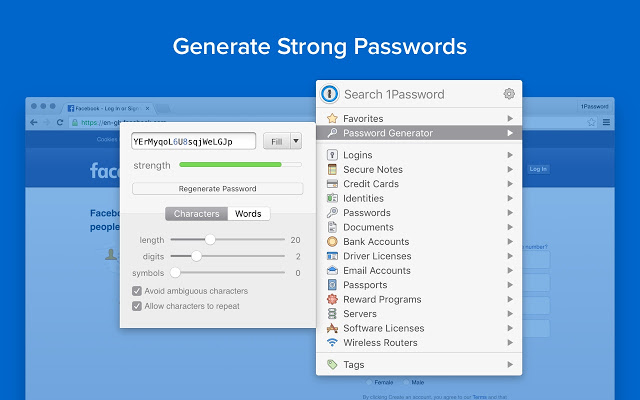 1password addon chrome