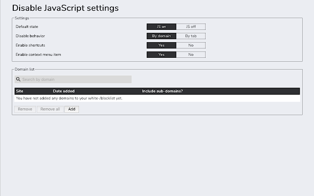 Disable JavaScript Chrome插件图片