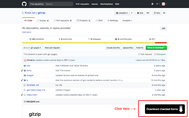 GitZip for github Chrome插件图片