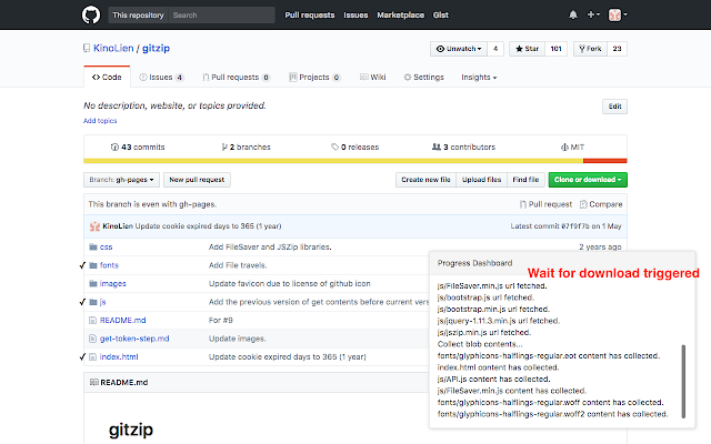 GitZip for github Chrome插件图片