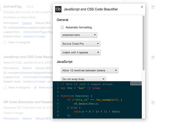 JavaScript and CSS Code Beautifier v3.3.4插件图片