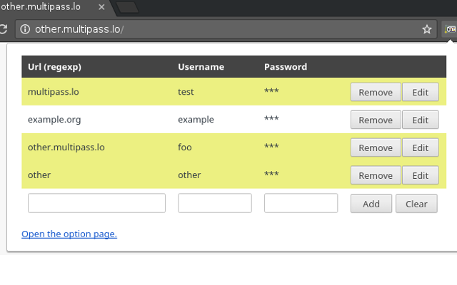 MultiPass for HTTP basic authentication v0.8.4 Chrome插件图片