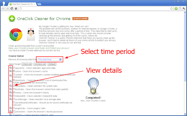 OneClick Cleaner for Chrome v0.9.1.3插件图片