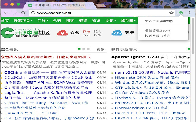 Oschina Favorite Sync Chrome插件图片