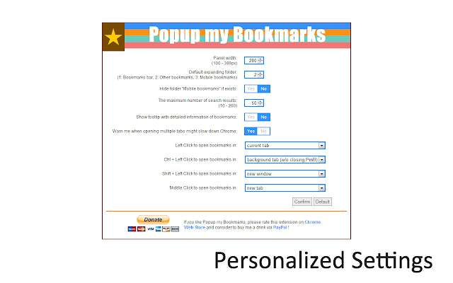 Popup my Bookmarks v5.3.1 Chrome插件图片