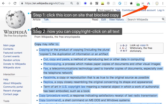Simple Allow Copy Chrome插件图片