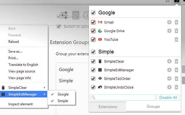 SimpleExtManager v1.4.8 Chrome插件图片