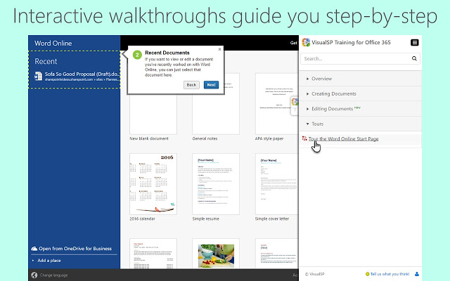 VisualSP Training for Office 365 v1.1.1.0 Chrome插件图片